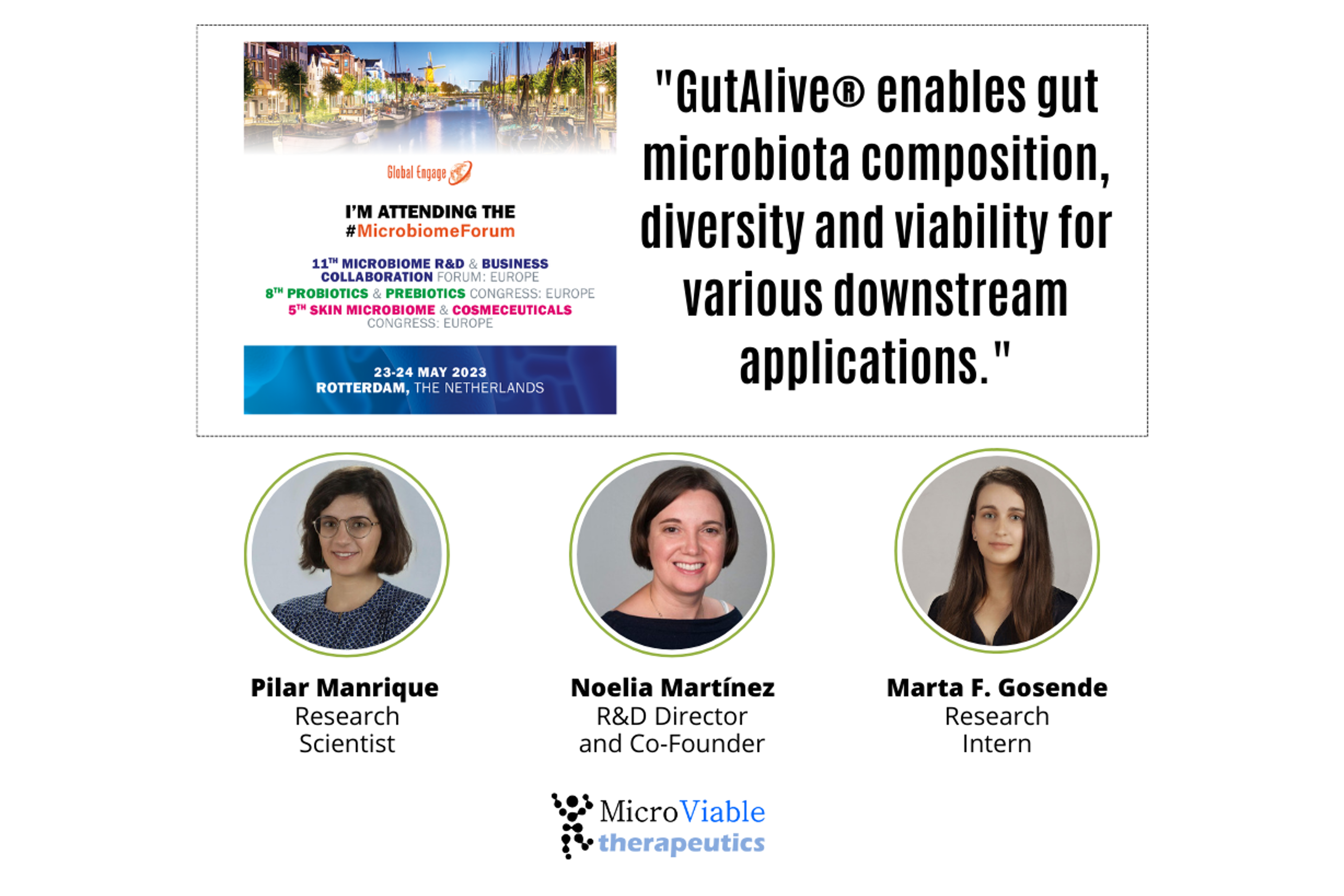 Microviable will be presenting at Microbiome & Probiotic R&D & Business Collaboration Forum